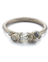Raw Diamond Ring with Grey Diamonds in 18k White Gold
