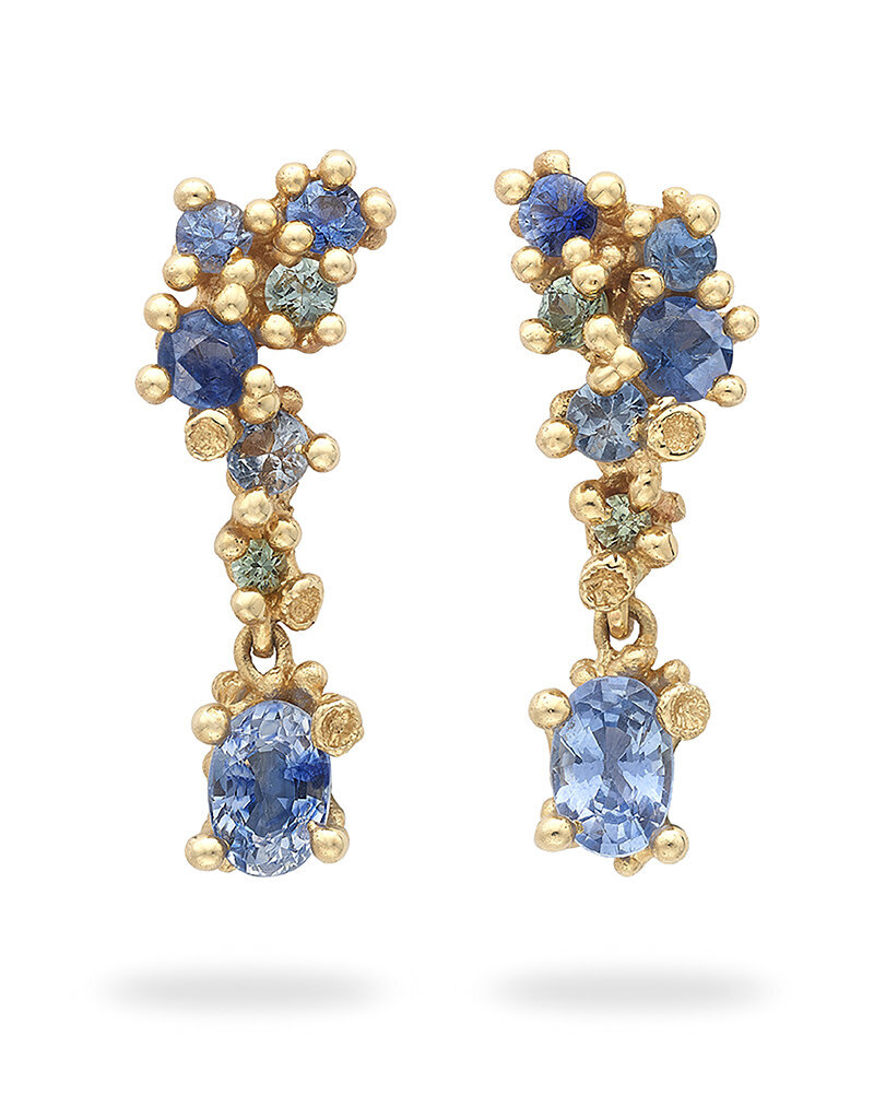 Asymmetric Sapphire Encrusted Drop Earrings