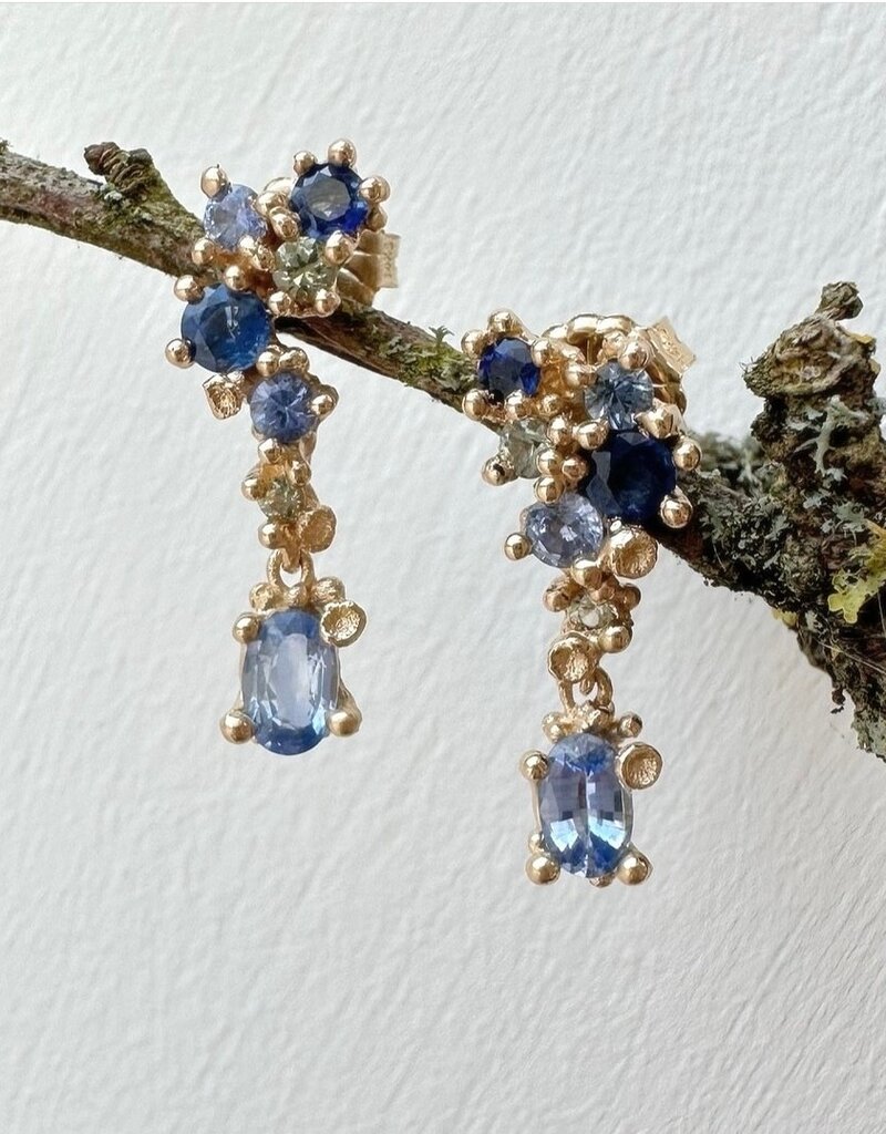 Asymmetric Sapphire Encrusted Drop Earrings