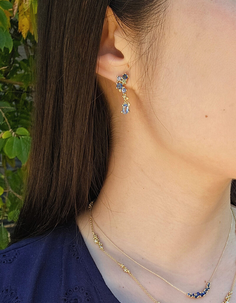 Asymmetric Sapphire Encrusted Drop Earrings