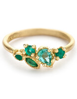 Mixed Cut Emerald Cluster Ring in 18k Gold