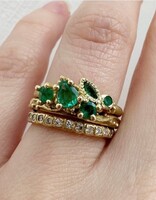 Mixed Cut Emerald Cluster Ring in 18k Gold
