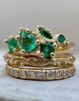 Mixed Cut Emerald Cluster Ring in 18k Gold