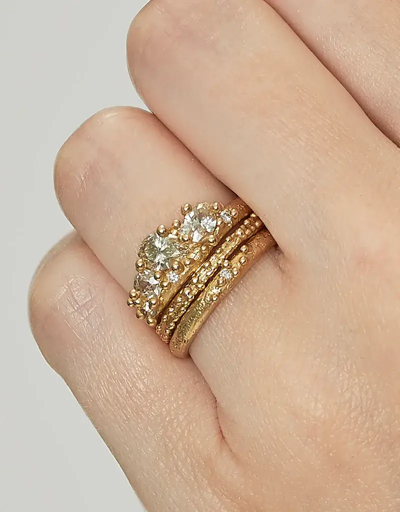 Champagne Diamond Asymmetric Ring in 14k Yellow Gold