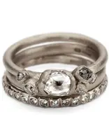 Raw Diamond Ring with Grey Diamonds in 18k White Gold