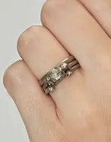 Raw Diamond Ring with Grey Diamonds in 18k White Gold