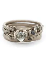 Raw Diamond Ring with Grey Diamonds in 18k White Gold