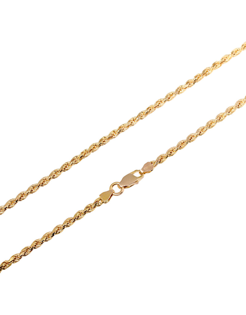 2.4mm Rope Chain in 14k Gold - 23"