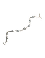 Keshi Pearl Bracelet in Brushed Silver with Toggle Clasp