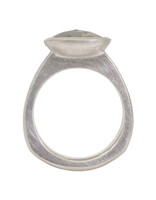 Long Oval Salt & Pepper Diamond Solitaire Ring in Platinum