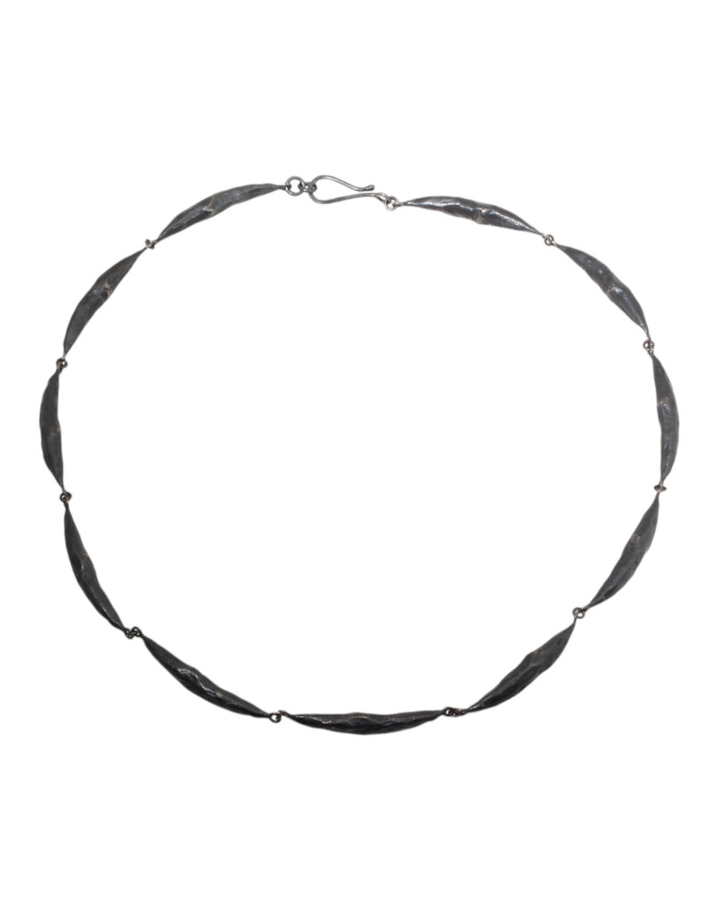 Organic Pod Necklace in Oxidized Silver