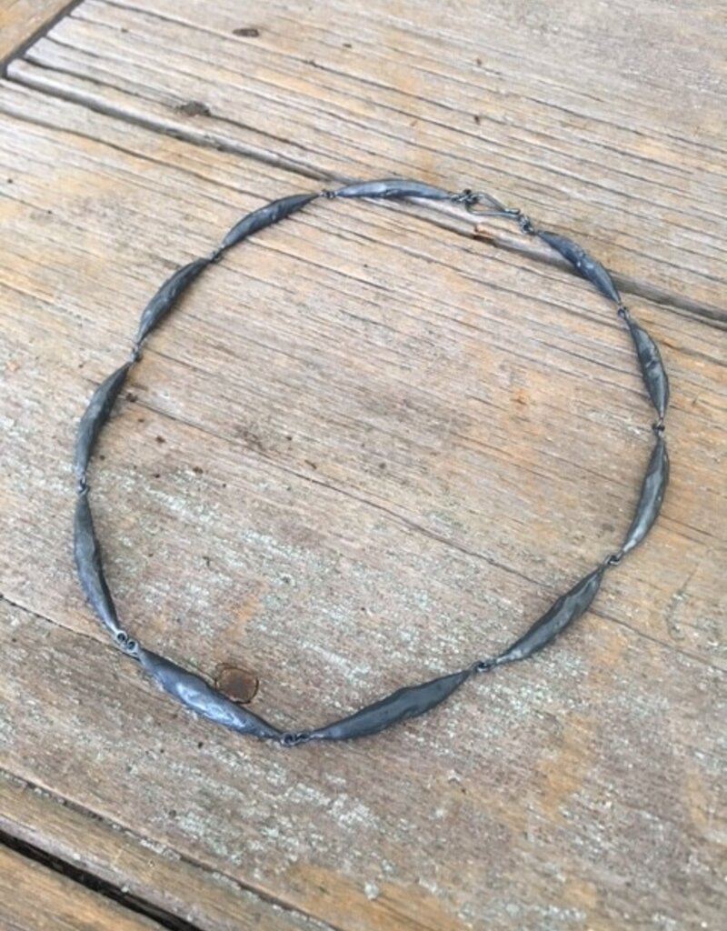 Organic Pod Necklace in Oxidized Silver