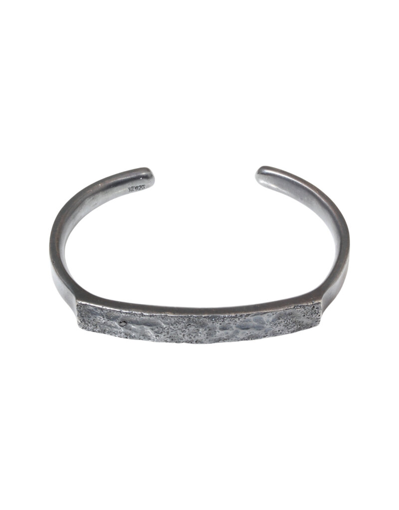 Topography Cuff Bracelet in Oxidized Silver with Black Diamond