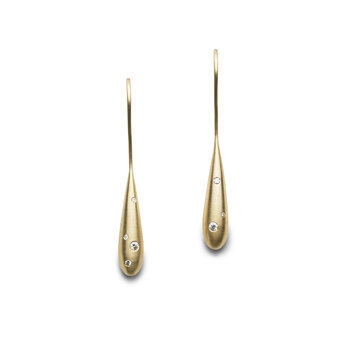 Olivia Shih Long Drop Earrings with Diamonds in 14k Gold
