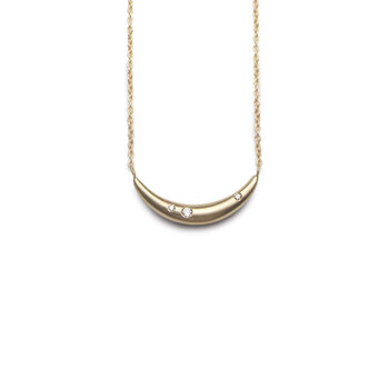 Olivia Shih Small Curve Necklace with Diamonds in 14k Gold