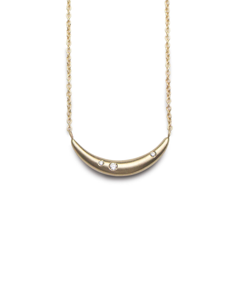 Olivia Shih Small Curve Necklace with Diamonds in 14k Gold