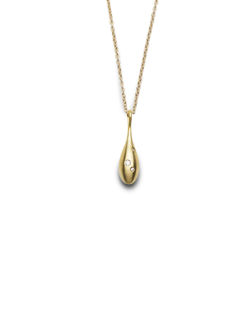 Olivia Shih Small Drop Pendant with Diamonds in 14k Gold