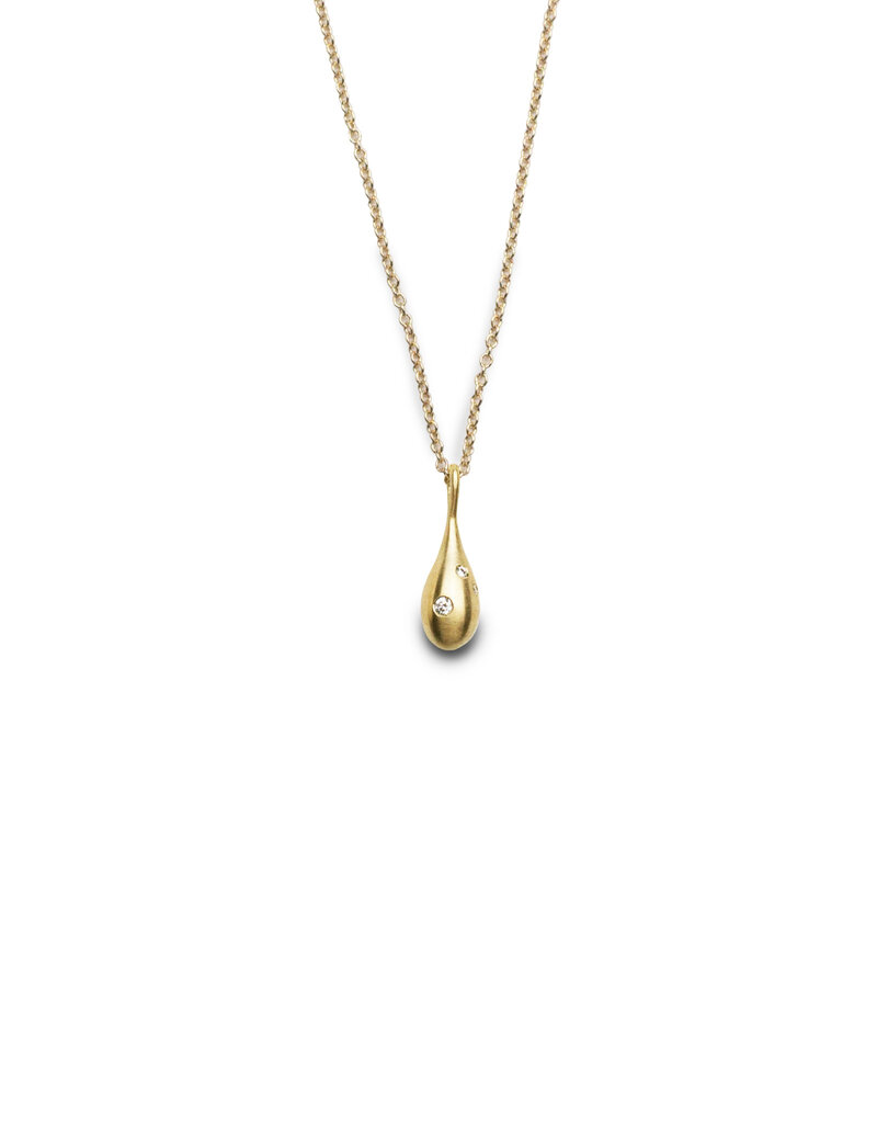 Olivia Shih Petite Drop Pendant with Diamonds in 14k Gold