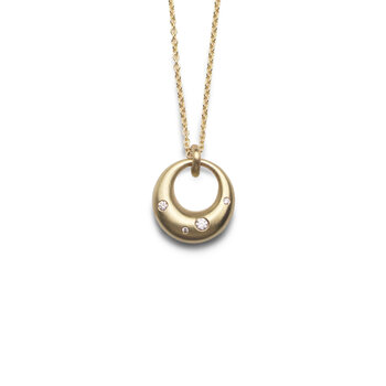 Olivia Shih Circle Pendant with Diamonds in 14k Gold