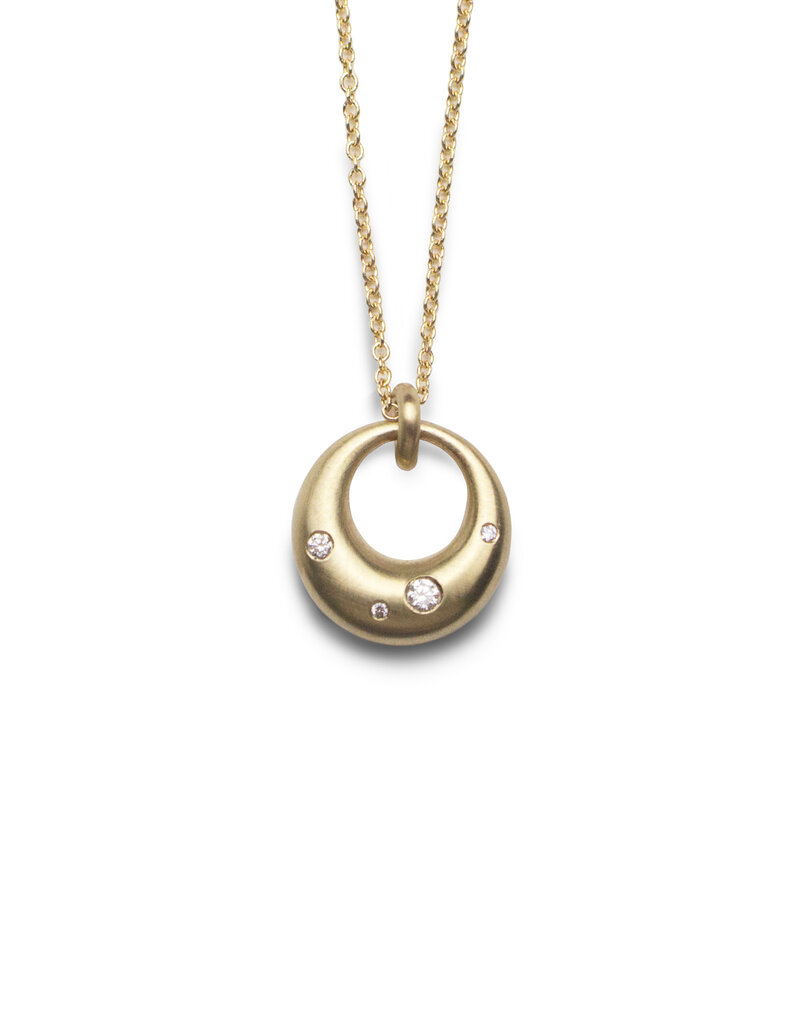 Olivia Shih Circle Pendant with Diamonds in 14k Gold