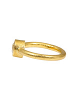 Estate Textured Round White Brilliant Diamond Ring in 22k
