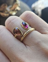 Open Double Organic Shape Pink Spinel Ring in 18k Gold - size 6.5