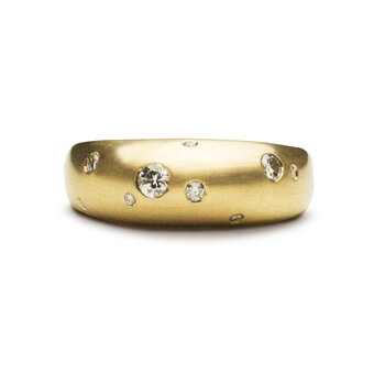 Olivia Shih Single Dome Ring with 11 Diamonds in 14k Gold