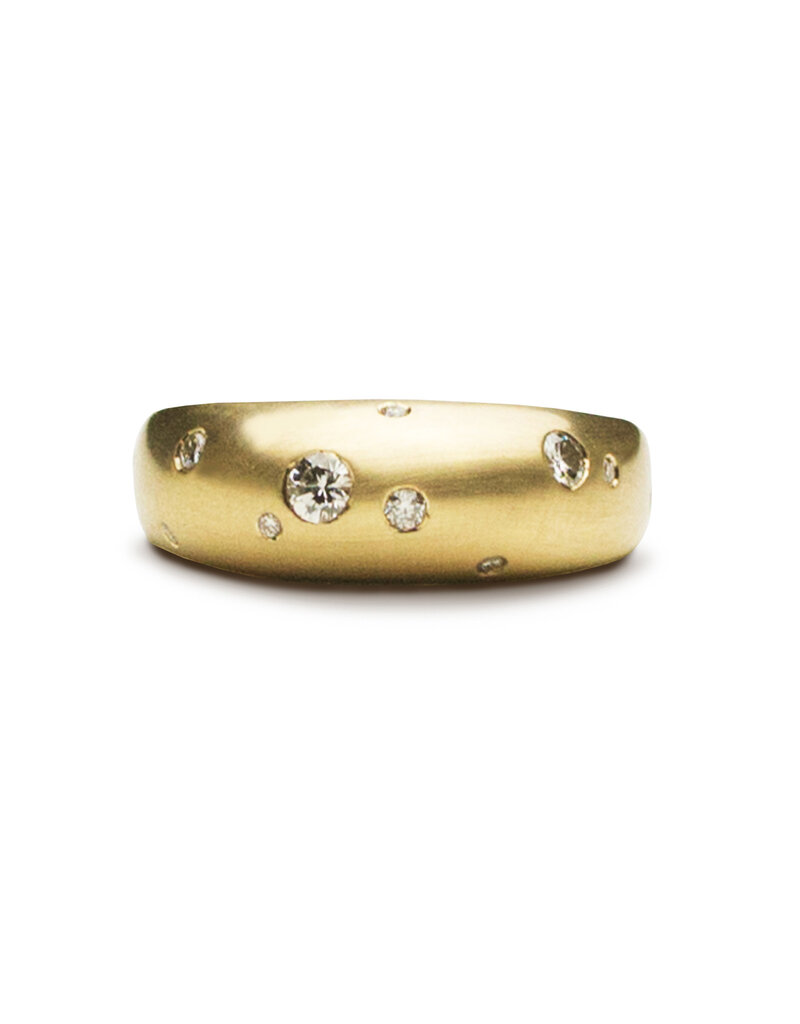 Olivia Shih Single Dome Ring with 11 Diamonds in 14k Gold