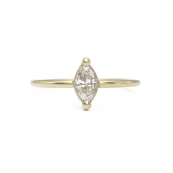 Tura Sugden Champagne Marquis Diamond Solitaire Ring in 18k Yellow Gold