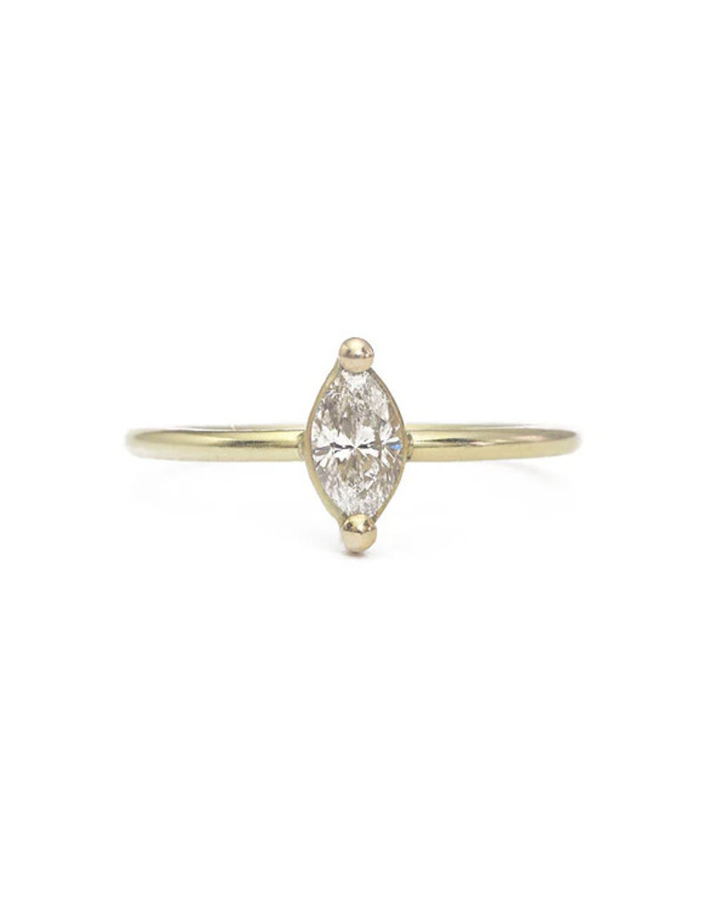 Tura Sugden Champagne Marquis Diamond Solitaire Ring in 18k Yellow Gold