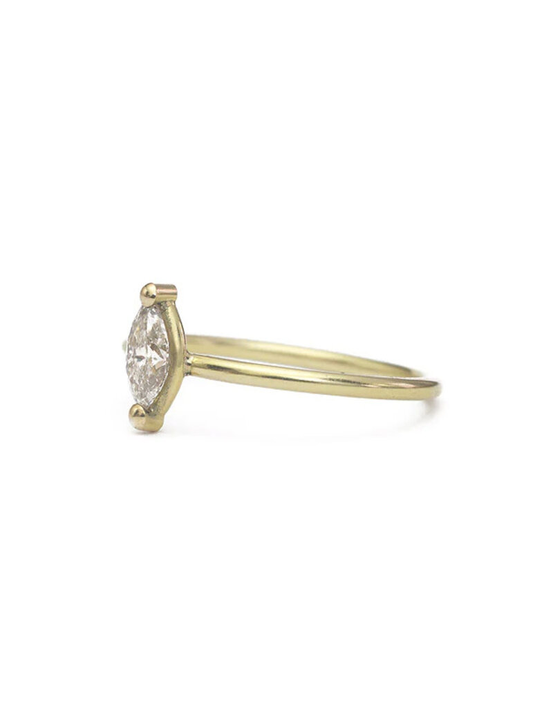 Tura Sugden Champagne Marquis Diamond Solitaire Ring in 18k Yellow Gold