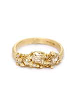 Champagne Diamond Asymmetric Ring in 14k Yellow Gold