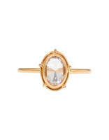 Tura Sugden Oval Rose Cut Lab Diamond Solitaire Ring in 18k Rose Gold