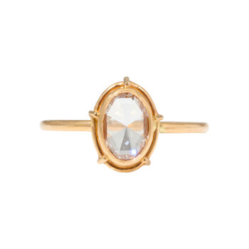 Tura Sugden Oval Rose Cut Lab Diamond Solitaire Ring in 18k Rose Gold