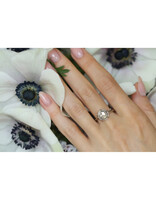 Tura Sugden Round Rose Cut Diamond Solitaire Ring in 18k Palladium White Gold