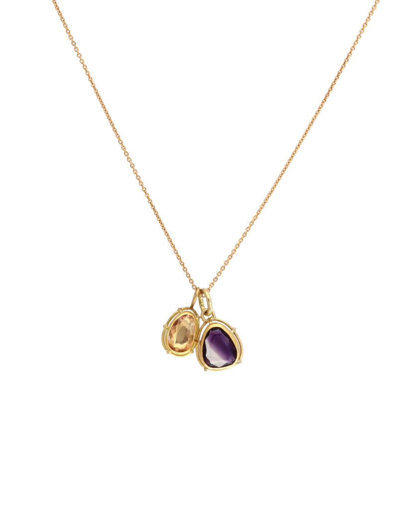 Tura Sugden Amethyst Pendant in 22k and 18k Yellow Gold