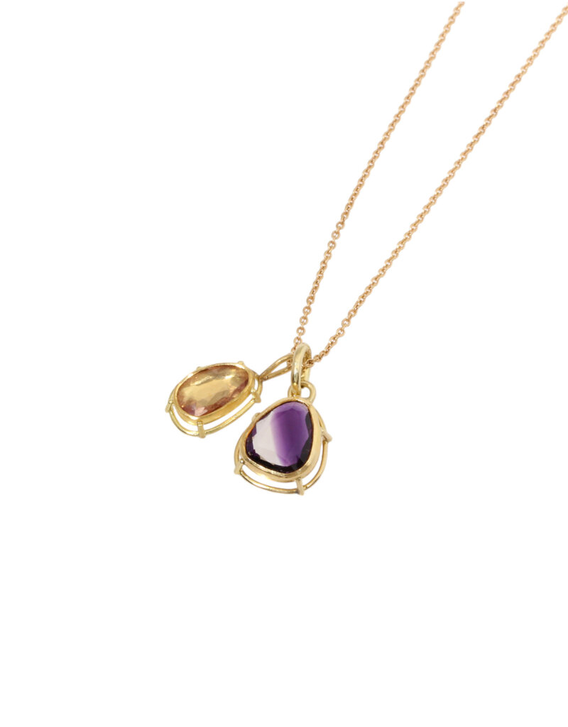 Tura Sugden Amethyst Pendant in 22k and 18k Yellow Gold
