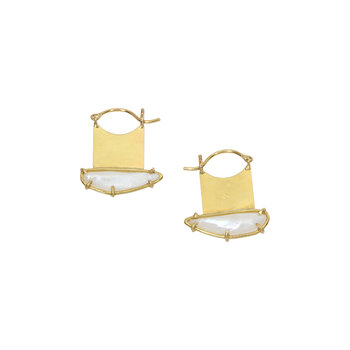Tura Sugden Angel Wing Pearl Flare Earrings in 18k Yellow Gold