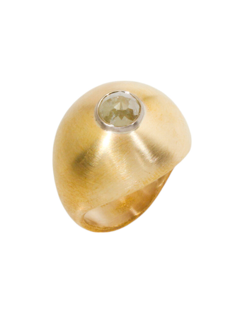 Domu Ring in Bronze with Grey Rosecut Diamond in 18k Palladium White Gold