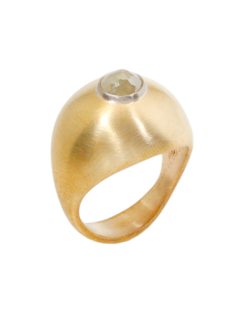 Domu Ring in Bronze with Grey Rosecut Diamond in 18k Palladium White Gold