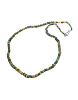 Ancient Malian Glass Bead Necklace with 18k Gold and Oxidized Silver Handmade Clasp