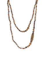 Tigers Eyes Necklace with 7 Bell Pod Beads