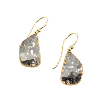 Salt and Pepper Rosecut Diamond Slice Earrings in 22k and 18k Gold