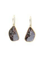 Salt and Pepper Rosecut Diamond Slice Earrings in 22k and 18k Gold