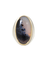 Montana Agate Cabochon Ring in Silver and 18k Gold