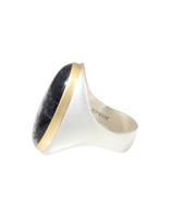 Montana Agate Cabochon Ring in Silver and 18k Gold