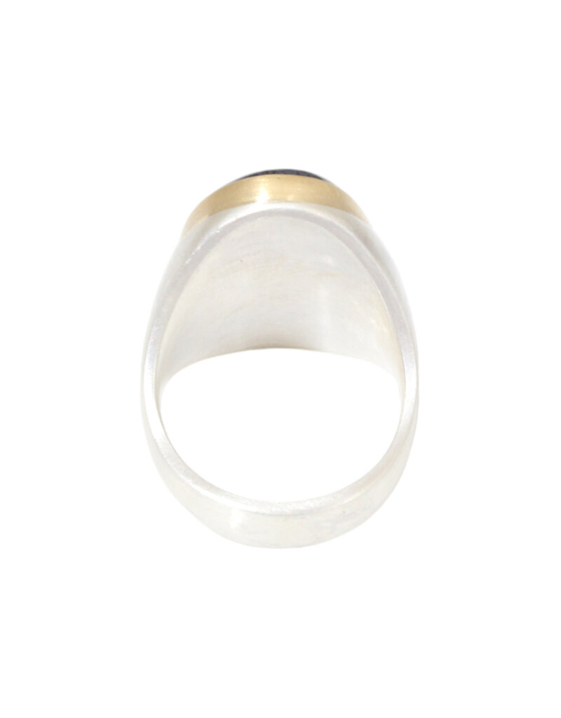 Montana Agate Cabochon Ring in Silver and 18k Gold