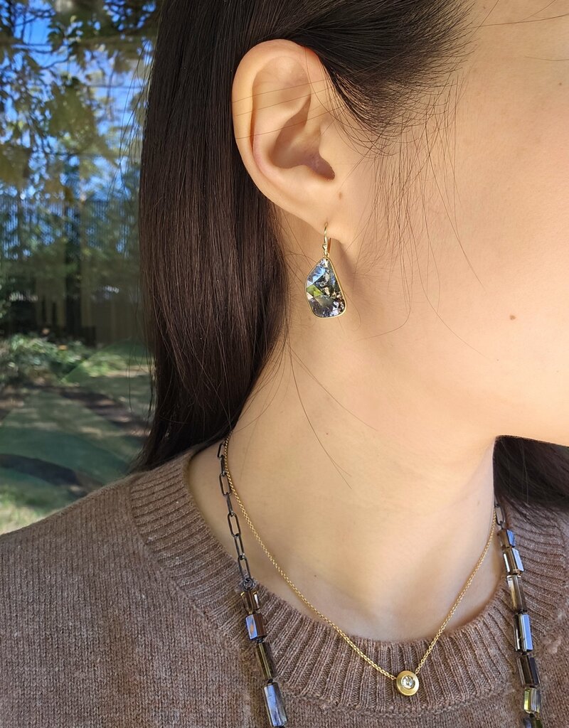 Salt and Pepper Rosecut Diamond Slice Earrings in 22k and 18k Gold