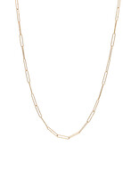 Long Links Chain in 14k Yellow Gold with Handmade Clasp and White Diamond - 22"