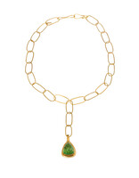 Big Sur Goldsmiths Green Tourmaline Pendant with Hand Forged Chain in 22k Gold
